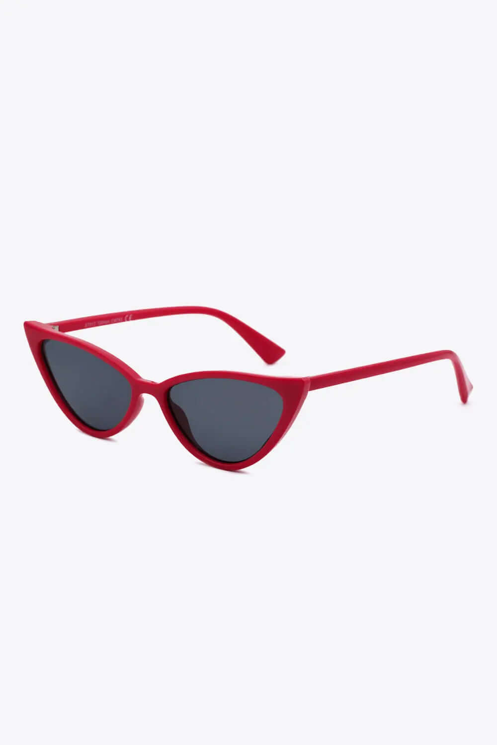 Polycarbonate Cat-Eye Sunglasses in red color with black lenses, featuring a sleek cat eye shape.