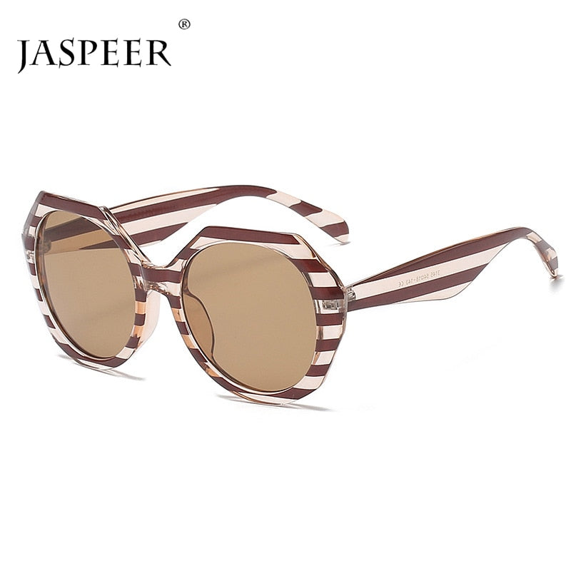 SquintProof Fashion Irregular Striped Large Frame Sunglasses | UV400 | 6 Colors | INS Trendy | Women
