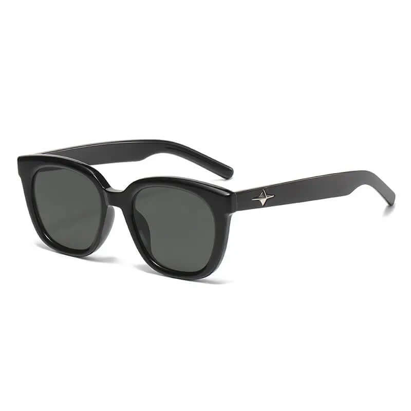 Stylish UV Protection Sunglasses with black acetate frame and green lenses, perfect for sun protection.