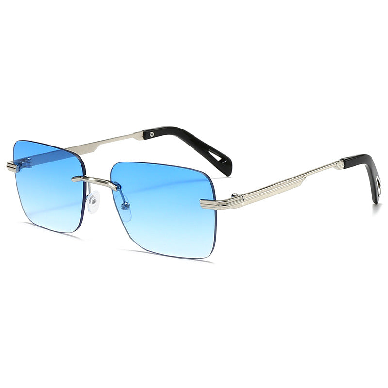 SquintProof SquintProof Hollow-Out Square Sunglasses - Silver Frame Gradient Blue | UV400 Sunglasses