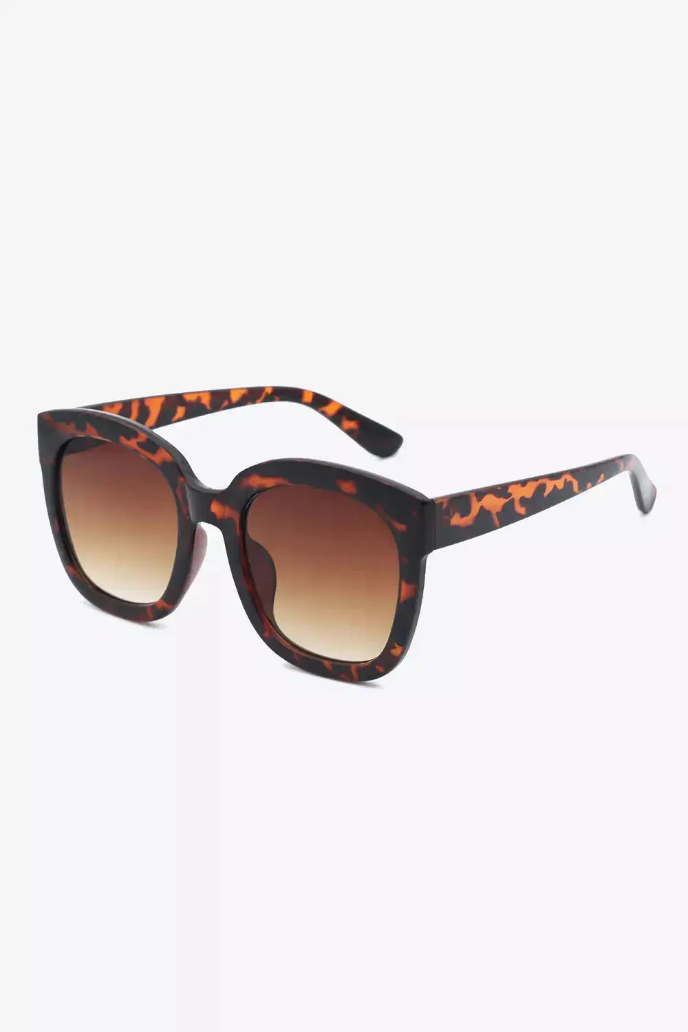 Stylish Polycarbonate Frame Square Sunglasses with a unique tortoise pattern and gradient lenses.