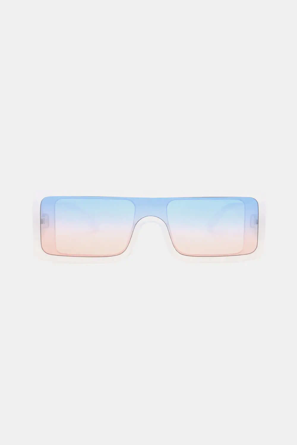 Polycarbonate Frame Rectangle Sunglasses with gradient blue and pink lenses on a white background.