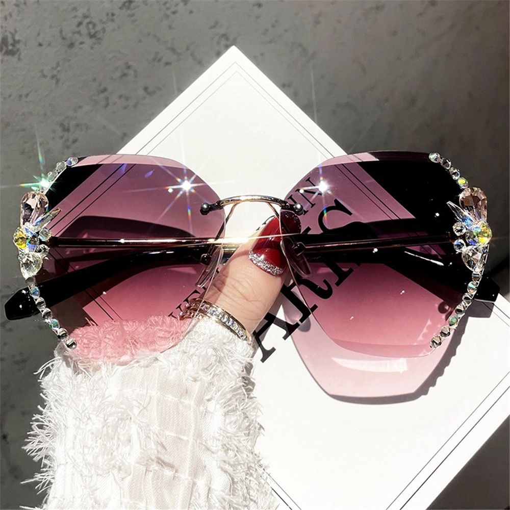 SquintProof Vintage Rimless Rhinestone Sunglasses | UV400 | 7 Gradient Colors | Women