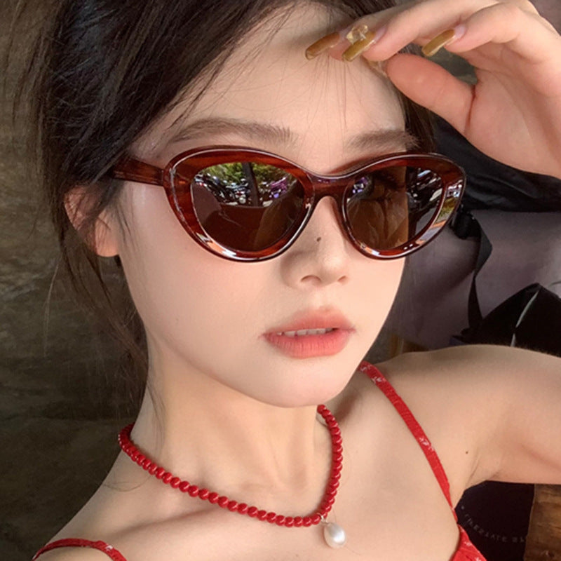 SquintProof Retro Striped Cat-Eye Sunglasses | UV400 | 6 Colors | Round Face | Women