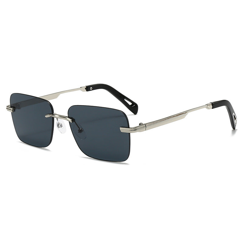 SquintProof SquintProof Hollow-Out Square Sunglasses - Silver Frame Black And Gray | UV400 Sunglasses