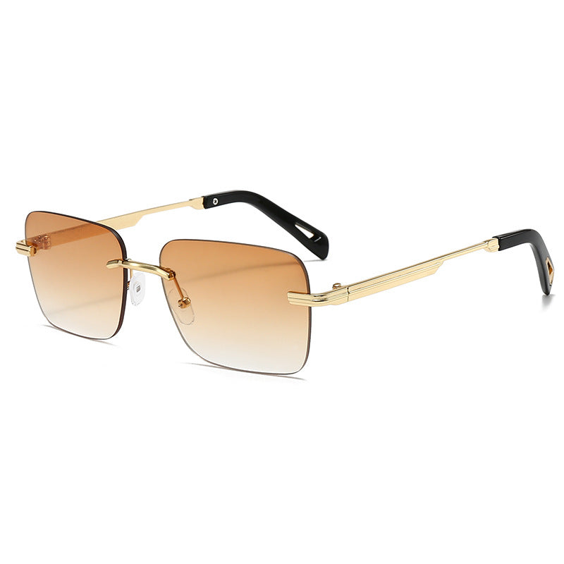 SquintProof SquintProof Hollow-Out Square Sunglasses - Golden Frame Gradually Tea | UV400 Sunglasses