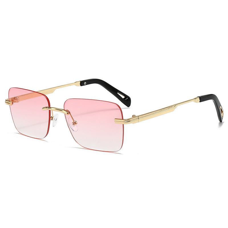 SquintProof SquintProof Hollow-Out Square Sunglasses - Golden Frame Gradually Pink | UV400 Sunglasses
