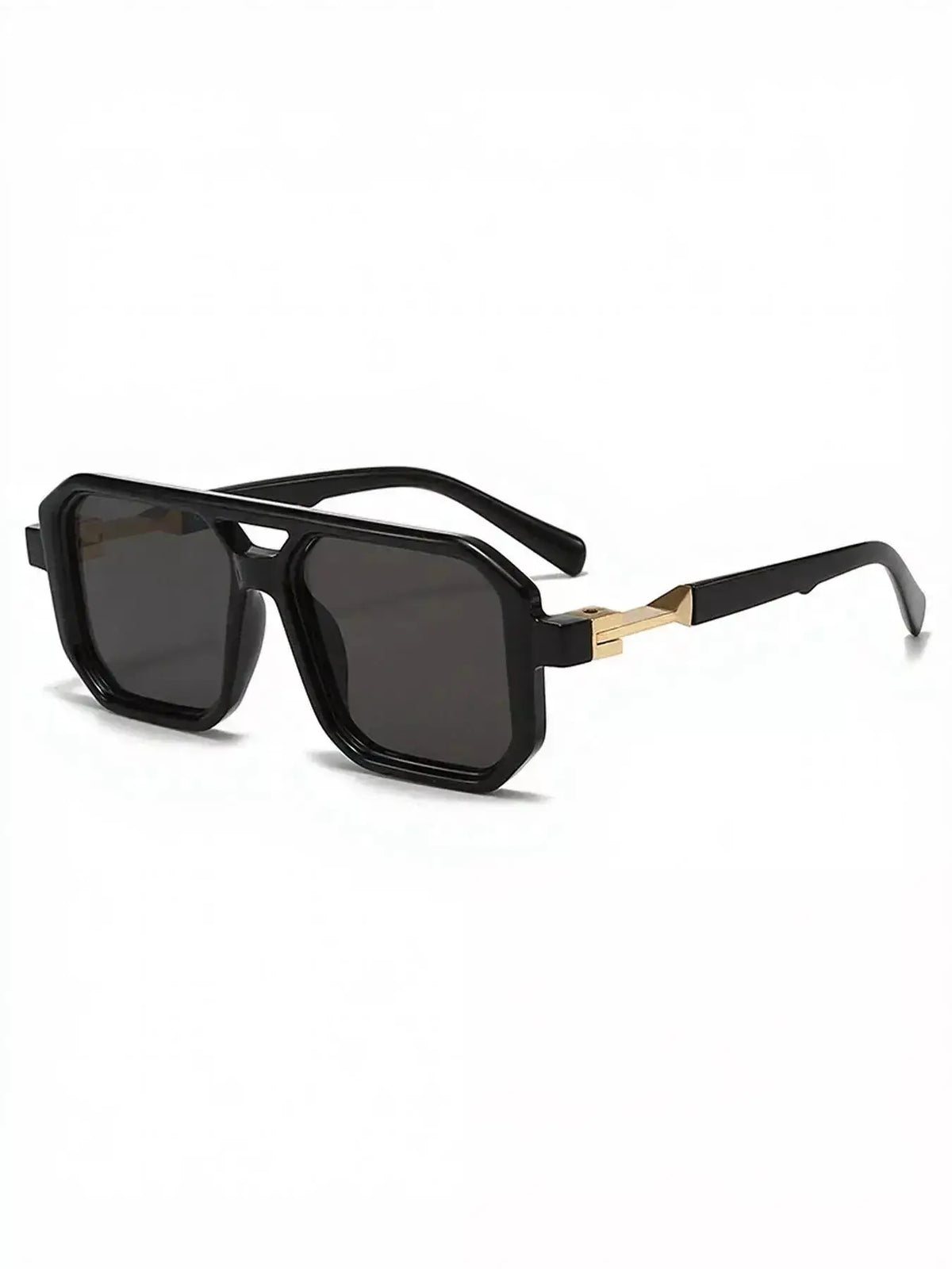 Retro Square Frame Sunglasses with polycarbonate lens and UV400 protection in stylish black design.