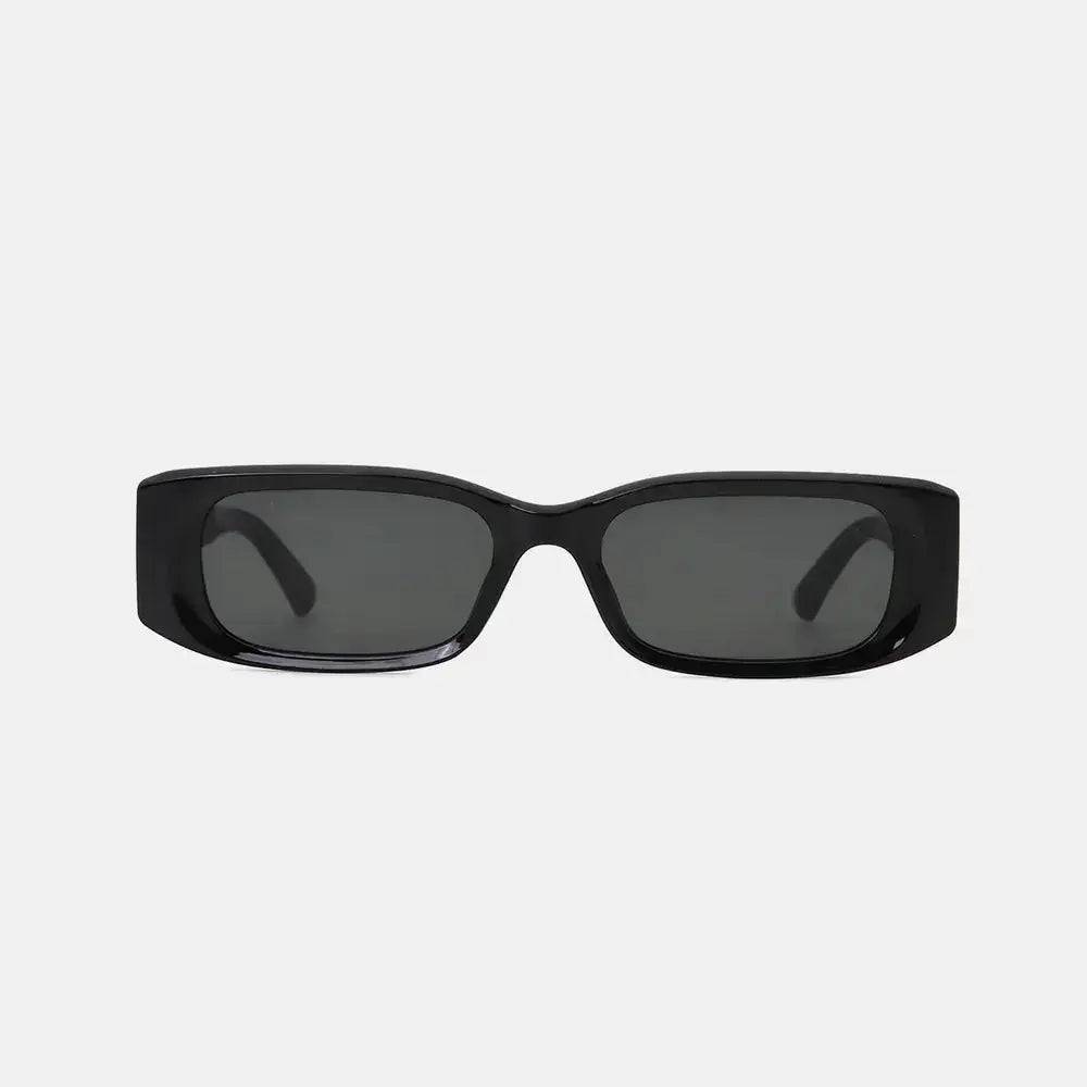 Polycarbonate Frame Rectangle Sunglasses with UV400 protection, stylish black design and polycarbonate material.