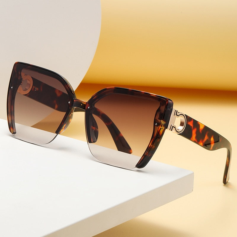 SquintProof Classic Leopard Luxury Cat-Eye Sunglasses | UV400 | 6 Colors | Semi-Rimless | Women