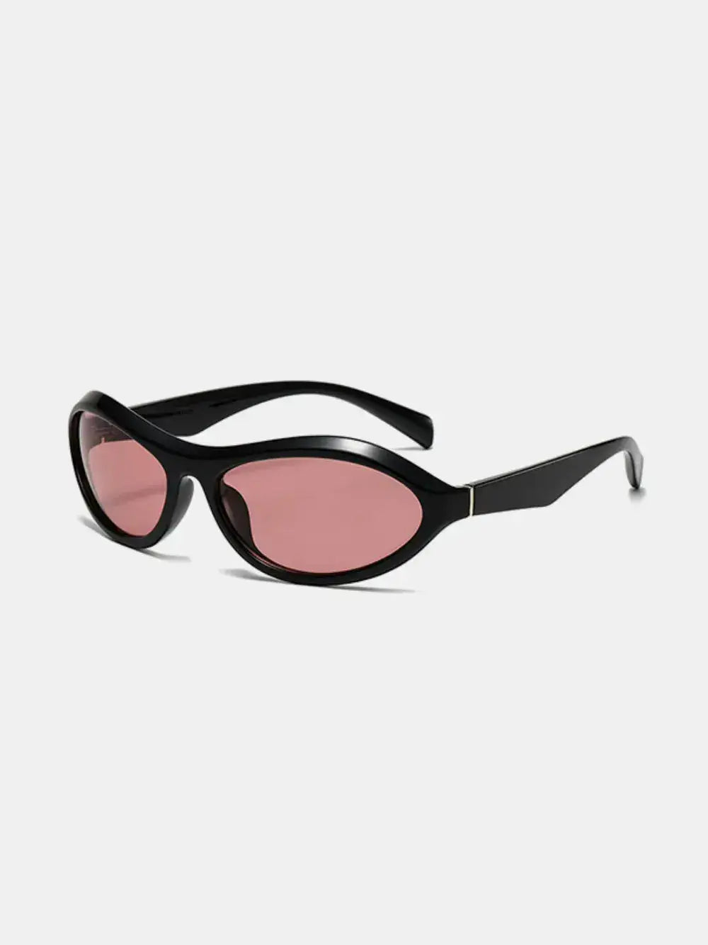 Cat Eye Polycarbonate Sunglasses with pink lenses and black frame for UV protection.