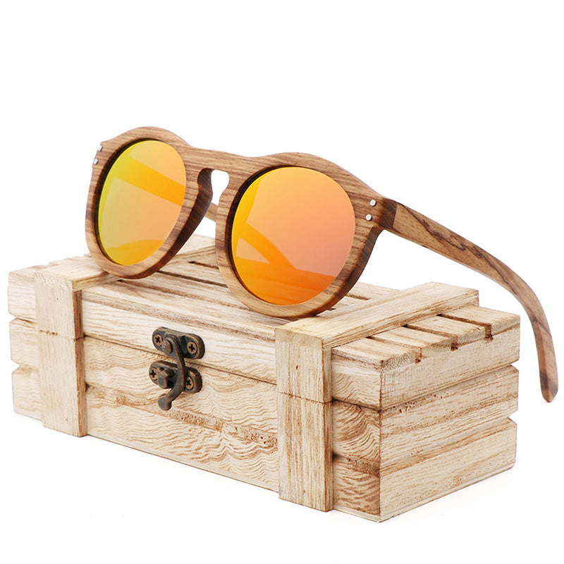 SquintProof Zebra Wood Round Polarized Sunglasses | UV400