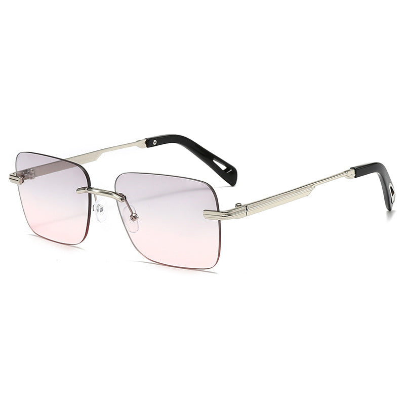 SquintProof SquintProof Hollow-Out Square Sunglasses - Silver Frame Gray Pink | UV400 Sunglasses