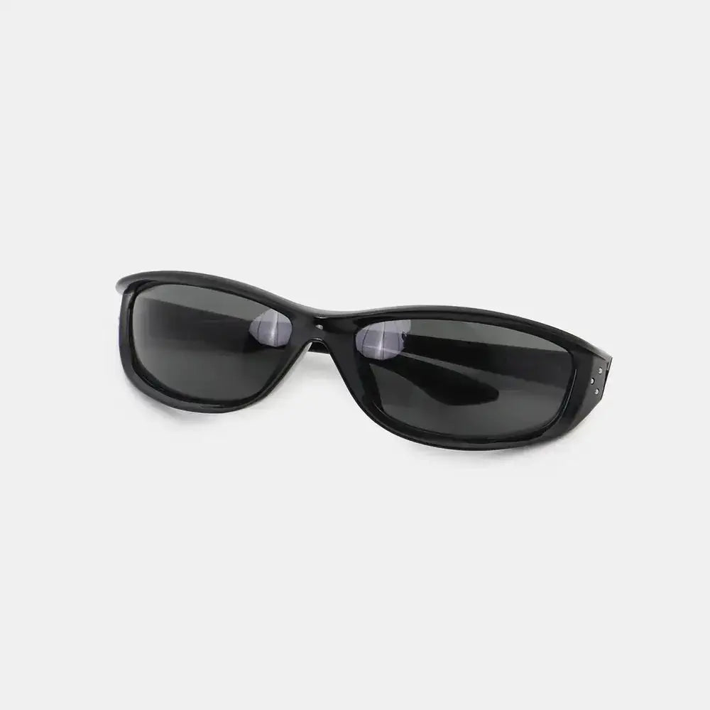 Polycarbonate Frame Rectangle Sunglasses with UV400 protection in black color, featuring a stylish design.