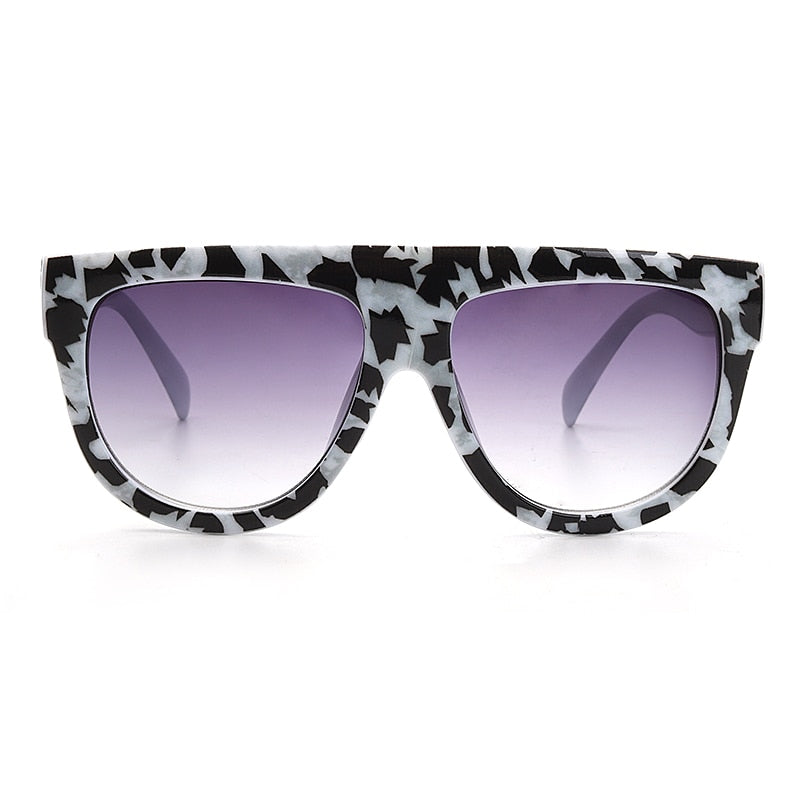 SquintProof Oversized Cow Print Square Sunglasses | UV400 | Flat Top | Retro | Unisex