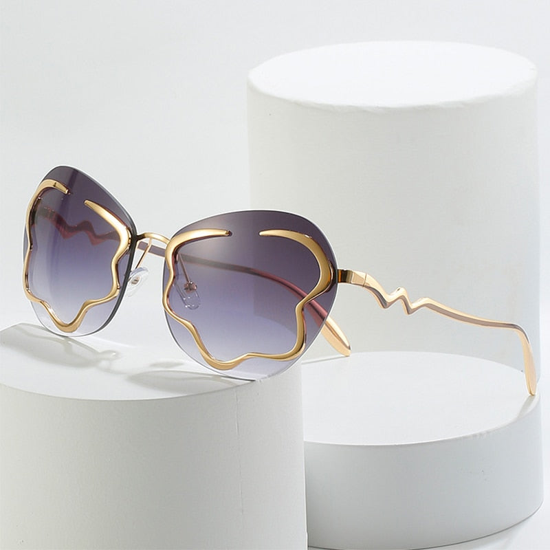 SquintProof Rimless Cloud INS Sunglasses | UV400 | 7 Colors | Gold Frame | Unisex