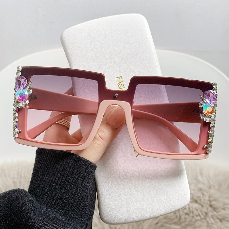 SquintProof Big Frame Crystal Diamond Square Sunglasses | UV400 | 6 Colors | Luxury | Women