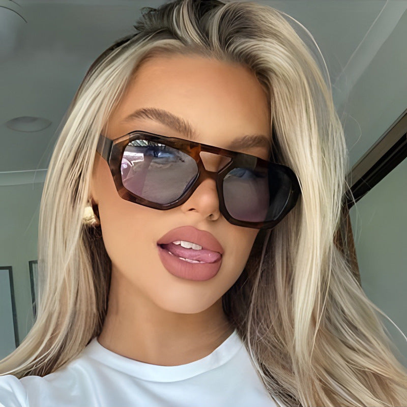 Double Beam Irregular Sunglasses – European & American Influencer Style