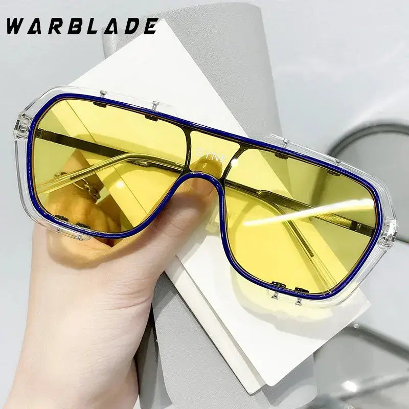 SquintProof SquintProof Oversized Square Metal Sunglasses — Vintage Designer UV400 Unisex - Clear Yellow | UV400 Sunglasses
