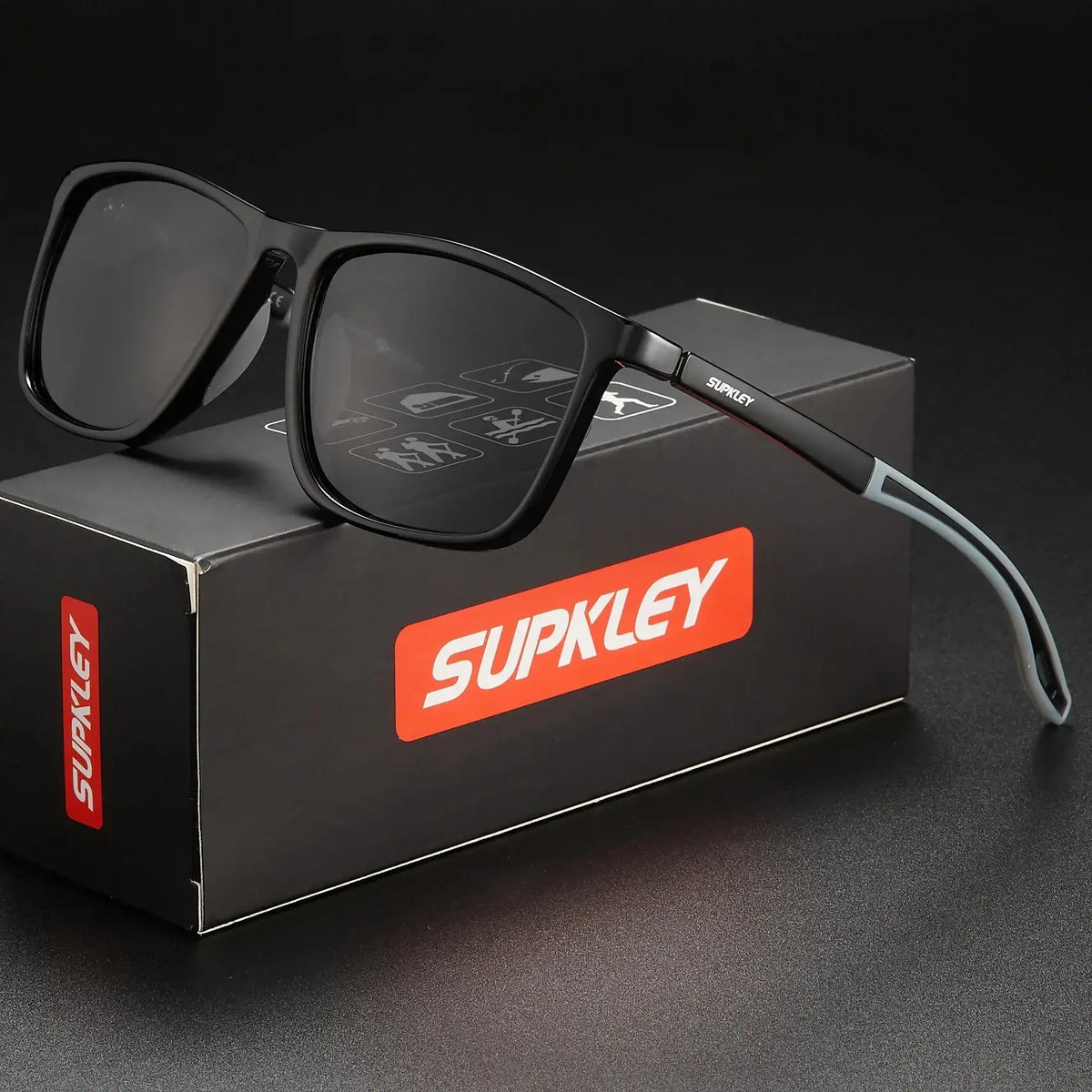 SquintProof SquintProof SUPKLEY Polarized Sport Sunglasses — Lightweight UV400 Unisex Eyewear Gift - BlackGray | UV400 Sunglasses