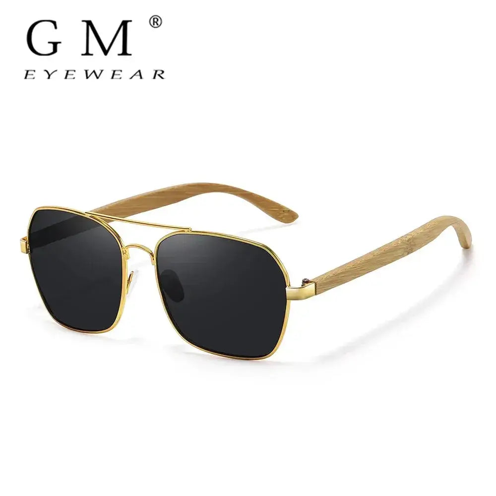 SquintProof SquintProof Retro Metallic Square Sunglasses — Polarized Wood Grain UV400 - | UV400 Sunglasses
