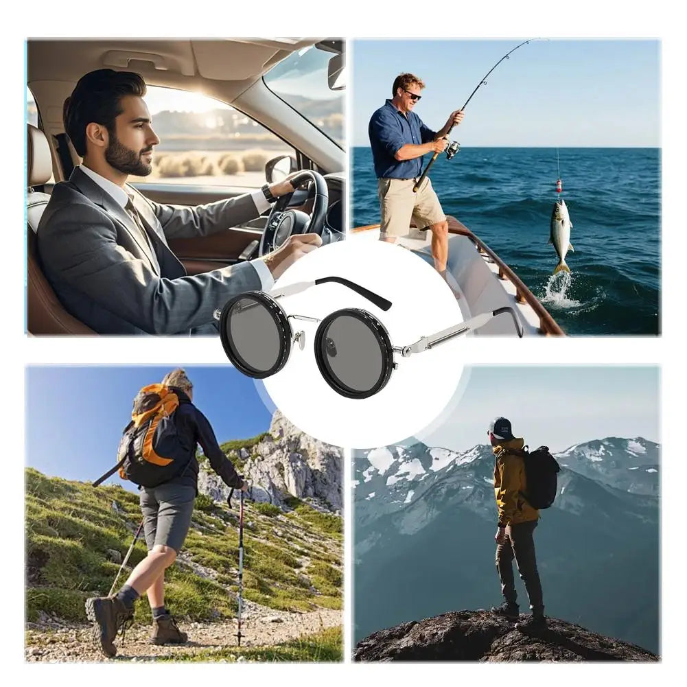 SquintProof Adjustable Polarized Sunglasses — Smart Photochromic ND Lens, Aviation Frame