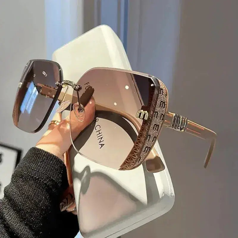 SquintProof SquintProof Rimless Luxe Sunglasses — Luxury Brand UV400 Vintage Women's Fashion Eyewear - | UV400 Sunglasses