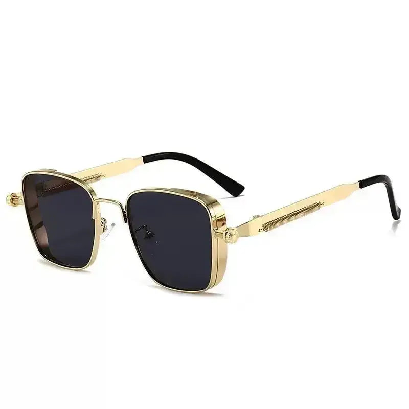SquintProof SquintProof Vintage Steampunk Square Sunglasses — Metal Frame Spring Hinges UV400 Unisex Driving - A7 | UV400 Sunglasses