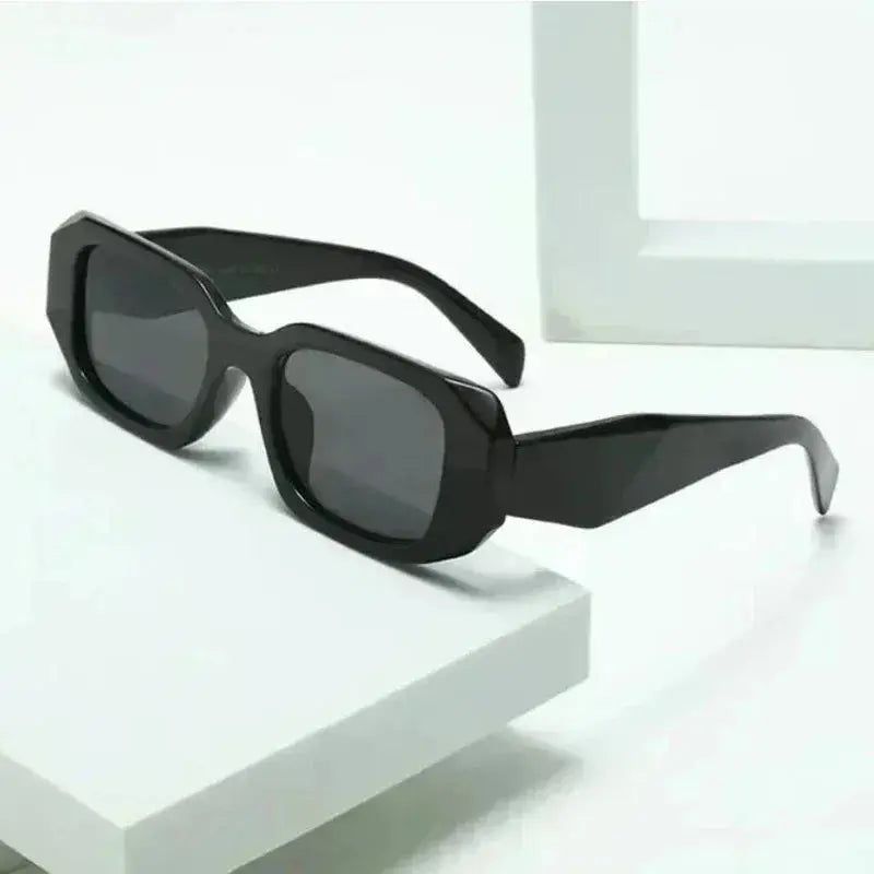 SquintProof Luxury Glamour Square Sunglasses — Designer UV400 on display with sleek black frames.