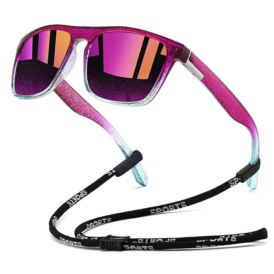 SquintProof Classic Square Sunglasses with Chain — UV400 SquintProof