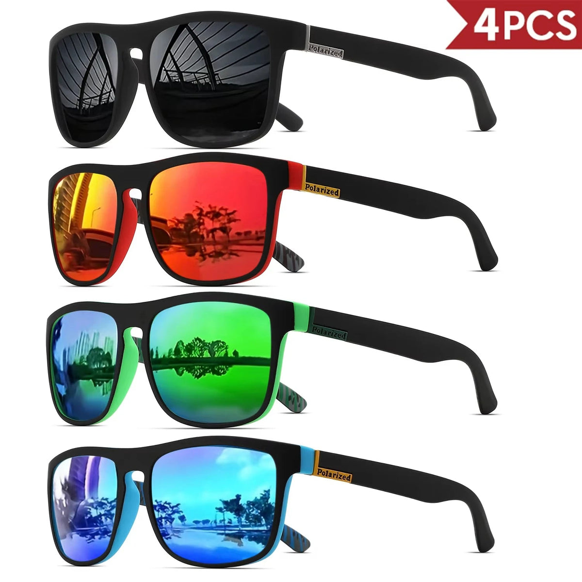 SquintProof Classic Square Polarized Sports Sunglasses 4-Pack SquintProof