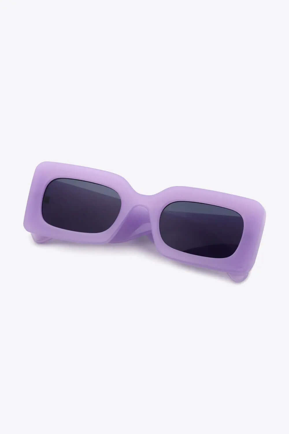 Polycarbonate Frame Rectangle Sunglasses in stylish purple color with dark lenses.