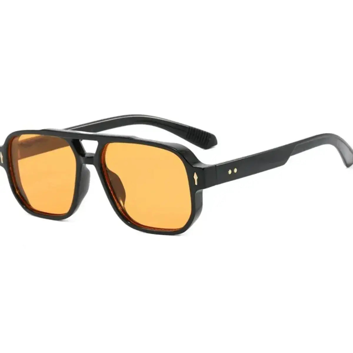 Men's Tinted Lenses Square Sunglasses with orange lenses and a black acetate frame.