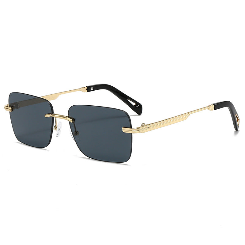 SquintProof SquintProof Hollow-Out Square Sunglasses - Gold Frame Black And Gray | UV400 Sunglasses