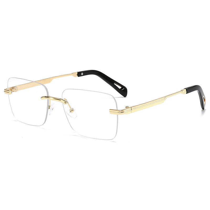 SquintProof SquintProof Hollow-Out Square Sunglasses - Gold Frame Transparent | UV400 Sunglasses
