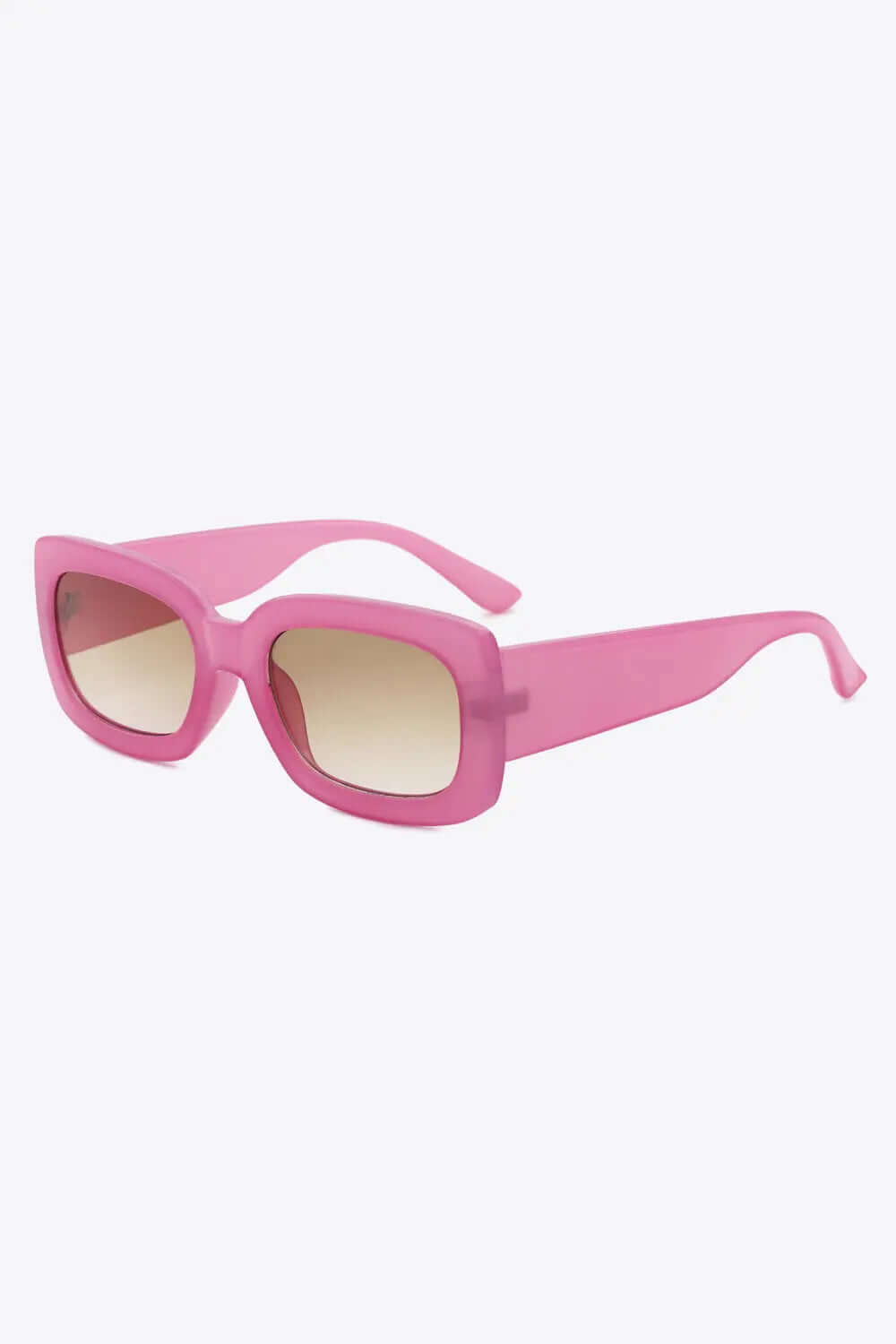 Polycarbonate Frame Rectangle Sunglasses in pink with UV400 protection and a stylish wide frame.
