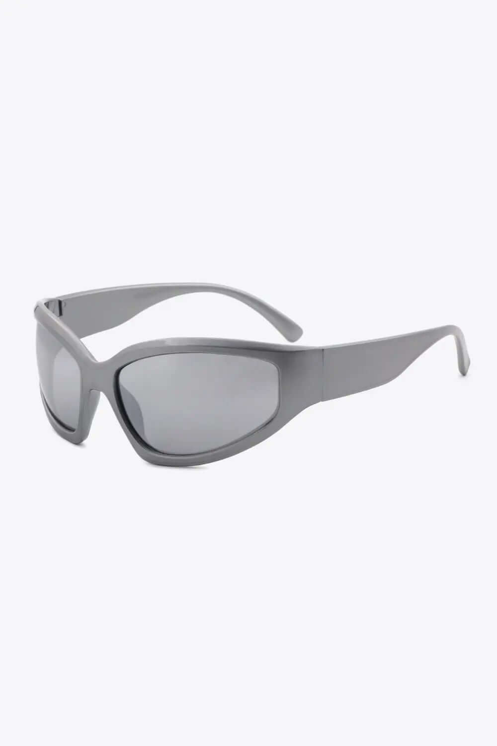 UV400 Polycarbonate Cat-Eye Sunglasses in gray with polycarbonate frame and lenses.