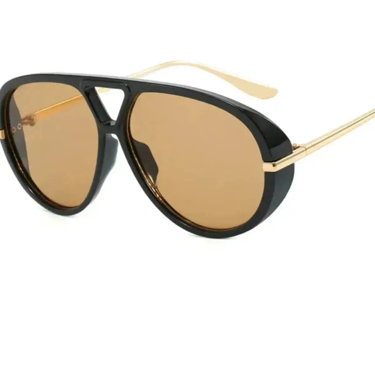 UV Protection Tinted Lenses Sunglasses with brown lenses and sleek black frame design.