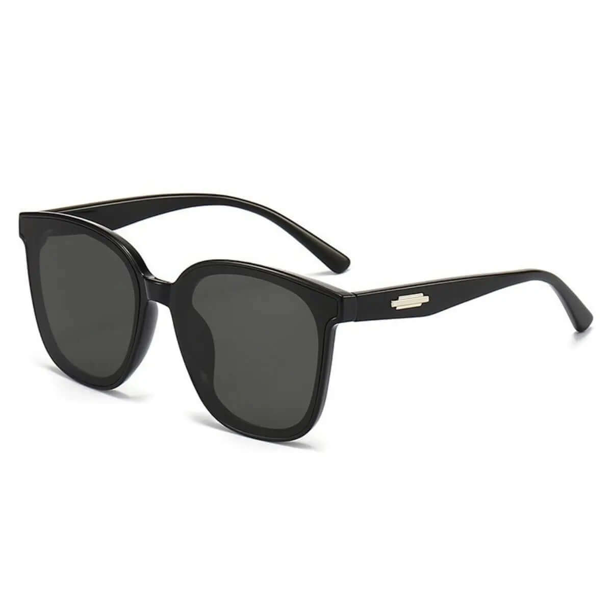 Oversized Square Frame Fashion Sunglasses in black with UV400 protection and acetate frame material.