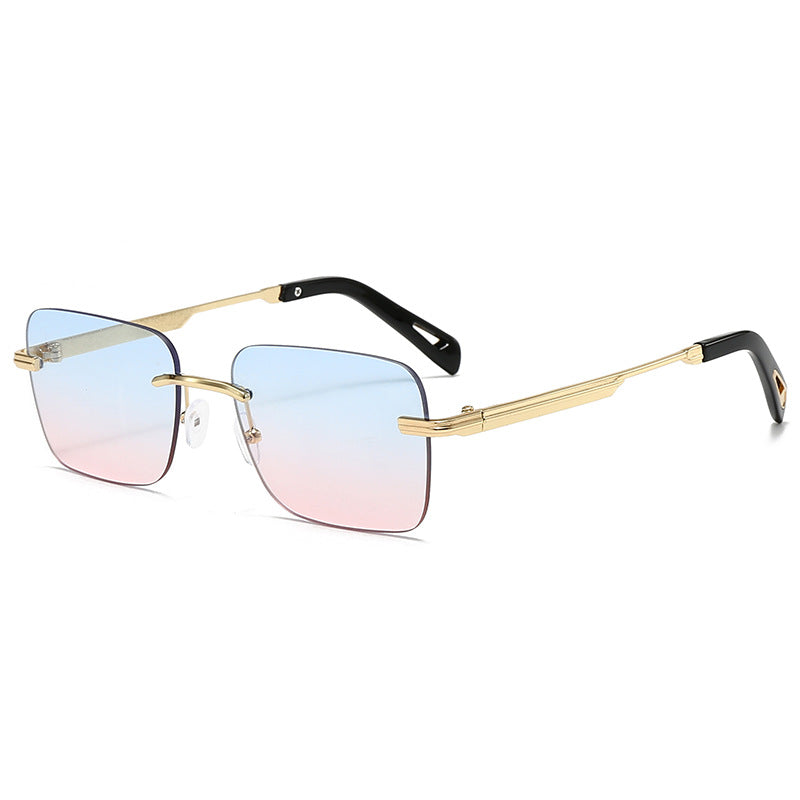 SquintProof SquintProof Hollow-Out Square Sunglasses - Gold Frame Blue Pink | UV400 Sunglasses