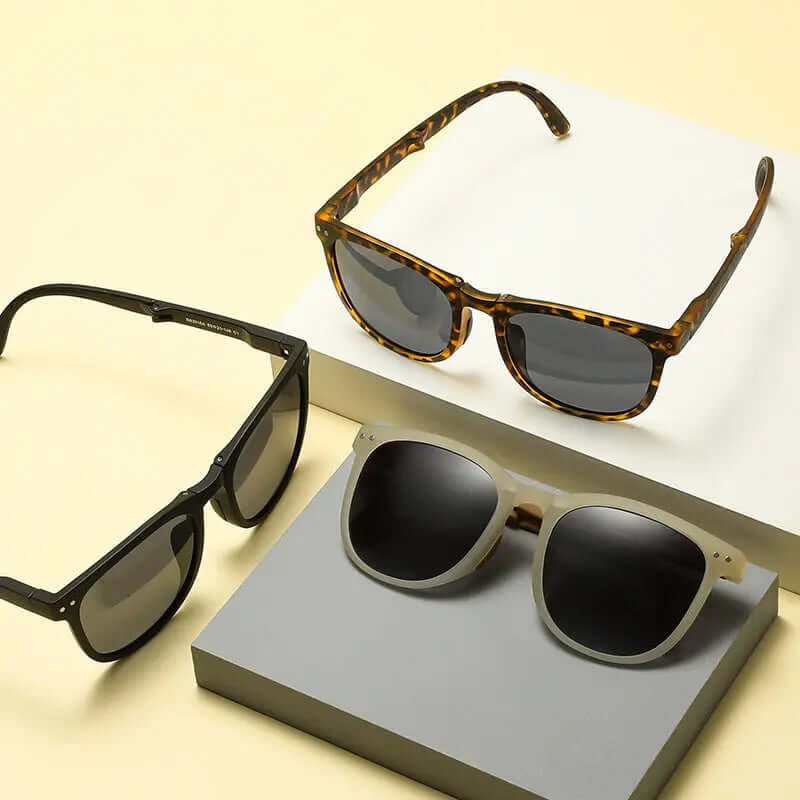 Lightweight UV Protection Sunglasses displayed in three stylish designs on a neutral background.